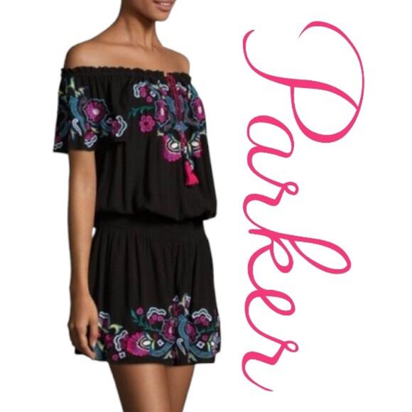 Parker Tammy Embroidered Off The Shoulder Dress Womens Size XS - Picture 1 of 11
